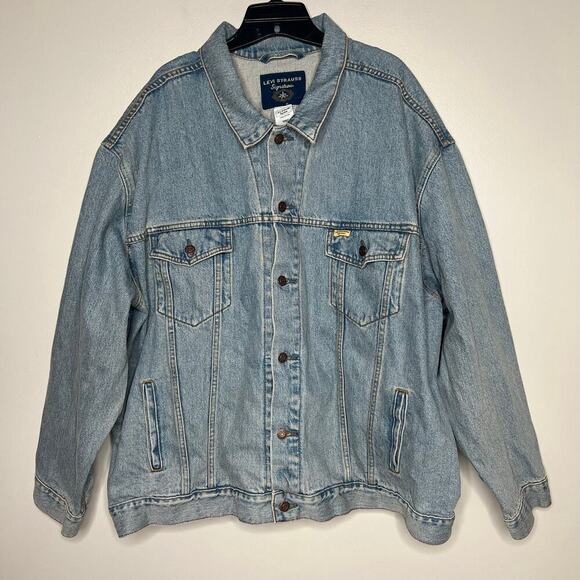 Vintage Levi Strauss Signature Denim Coat Jean Trucker Jacket Size 4XL Cotton - Picture 1 of 11